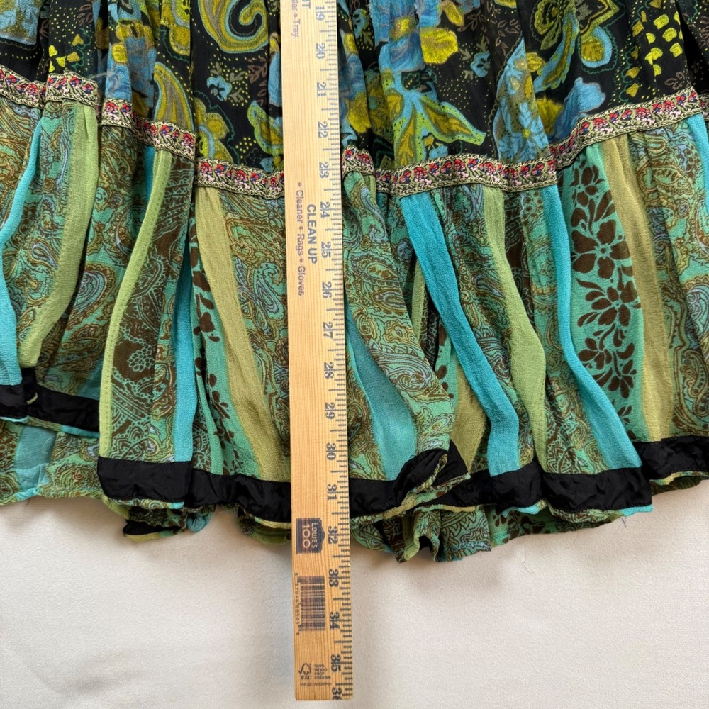 Anii By Natural Womens Medium Boho Tiered Maxi Skirt Paisley Floral Patchwork - Picture 6 of 8